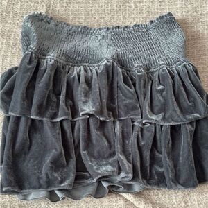 Women's Velvet Tiered Mini Skirt - Charcoal Gray